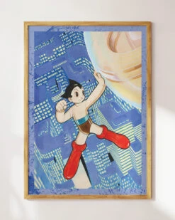 Astro Boy City Art Print -Threadheads Clothing AstroBoyCityBlueWallArtMockUp 4