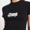 SNOB Baby Tee -Threadheads Clothing Black Baby Tees Front close up 451ad368 26b9 4e11 a963 edcc6f9782bd