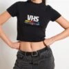 VHS - The Future Is Now Baby Tee -Threadheads Clothing Black Baby Tees Front 6fa79e36 c0d8 4571 96eb 2ae72b441bb1