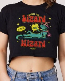 Lizard Wizard Crop Tee -Threadheads Clothing Black Crop Tee Front 10ed6ad5 9dd8 4797 9cd3 deecb638e69e