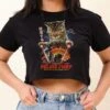 Feline Fury Crop Tee -Threadheads Clothing Black Crop Tee Front 61a26275 64ef 4aaf 9f21 37f49c171f95