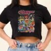 Powerpuff Girls Vintage Crop Tee -Threadheads Clothing Black Crop Tee Front eae612e6 7bdf 4beb 8fea fbf79c826304