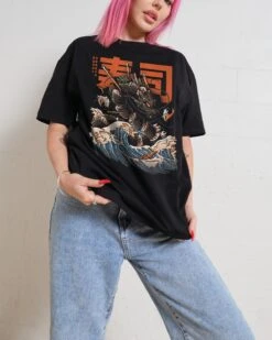 Sushi Dragon T-Shirt -Threadheads Clothing Black Front 95c0625f 60be 4317 8797 e3d945344f0f