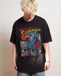 DC Superman Comic Panel T-Shirt -Threadheads Clothing Black Front cc429d4b fddf 489f 8d31 eeb1e0157eae
