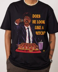 Does He Look Like A Bitch T-Shirt -Threadheads Clothing Black Front ee8a6403 1ce9 480d 9ee6 8722a53e95cf
