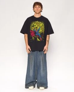 DC Superman Fire Oversized Tee -Threadheads Clothing Black Full Body Oversized Front c4ba0984 1894 4074 ad6c fc2828f27715