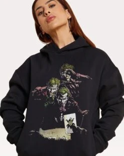 DC The Joker Compilation Hoodie 7 DC The Joker Compilation Hoodie -Threadheads Clothing Black Hoodie Close Up Front 1 36acec1f 7c7f 4f32 bc8f fb084d106b45