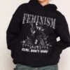 Feminist Raider Hoodie -Threadheads Clothing Black Hoodie Close Up Front bd3dc095 8ba6 4d59 afab 25881c9ff8c7