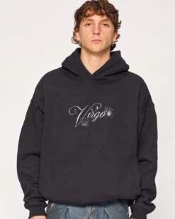 The Virgo Hoodie -Threadheads Clothing Black Hoodie Close Up Front fa5a254b 2c28 4510 9fd9 db2b452ef742