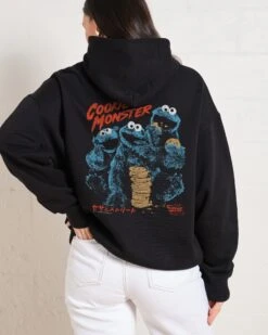 Sesame Street Cookie Kaiju Front And Back Hoodie -Threadheads Clothing Black Hoodie Women Back b3505423 701a 4546 b769 b0eb8a5beb62