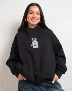 Boo Ghost Hoodie 9 Boo Ghost Hoodie -Threadheads Clothing Black Hoodie Women Front 1d4e8690 9e31 4a43 b1cb e27d5630a814