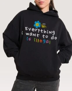 Everything Is Illegal Hoodie -Threadheads Clothing Black Hoodie Women Front 669b2eab 7461 4734 babc 8bc86c3579d9