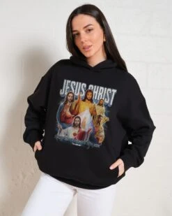 Vintage Jesus Christ Hoodie -Threadheads Clothing Black Hoodie Women Front afef70a0 127e 4794 b883 daff3f2bc346
