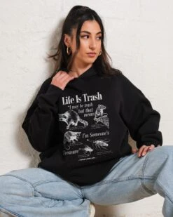 Life Is Trash Hoodie -Threadheads Clothing Black Hoodie Women Front fb3251dc b3ad 45c9 be77 e15bfc93e20a