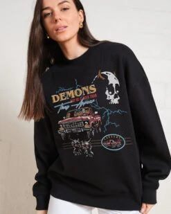 Demons May Be Closer Than They Appear Sweatshirt 5 Demons May Be Closer Than They Appear Sweatshirt -Threadheads Clothing Black Jumper Women Front 0943ceb3 2c33 4614 a96a 3ad754baae52