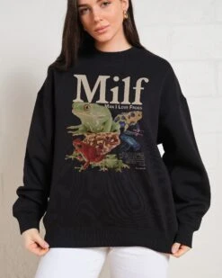 Man I Love Frogs Sweatshirt -Threadheads Clothing Black Jumper Women Front 576c62df 77e1 4461 a3a9 e1d081bbfd1f