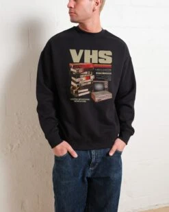 Vintage VHS Tapes Sweatshirt -Threadheads Clothing Black Men Jumper Front ab950bad 4dda 4481 a29f f103fa35d63e
