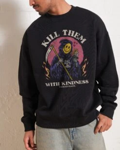 Kill Them With Kindness Sweatshirt -Threadheads Clothing Black Men Jumper Front b1a410b8 b0d6 43ba 91bd c1ed620ffd6d