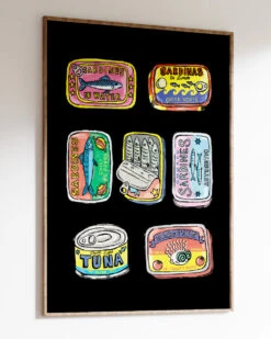 Canned Goods Art Print 17 Canned Goods Art Print -Threadheads Clothing Black Wall Art Mock Up 2