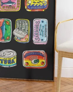 Canned Goods Art Print 16 Canned Goods Art Print -Threadheads Clothing Black Wall Art Mock Up 3