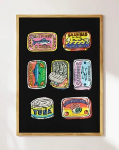 Canned Goods Art Print 14 Canned Goods Art Print -Threadheads Clothing Black Wall Art Mock Up 4