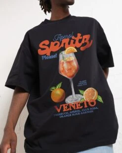 Aperol Spritz Please! Oversized Tee -Threadheads Clothing BlackMenOversized Front 83dd32c6 a06c 4276 8f76 1ab861b91238