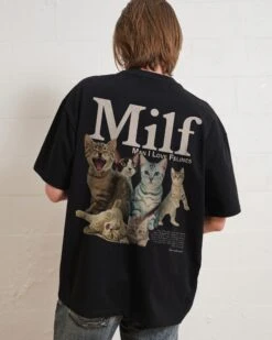 Man I Love Felines Front And Back Oversized Tee