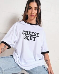 Cheese Slut T-Shirt -Threadheads Clothing BlackRinger Front ca967b36 814d 4f0a 8fe5 8f3752e68e1e