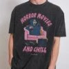 Horror Movies And Chill Wash Tee -Threadheads Clothing BlackWashed Front 105f8172 87ce 4bd6 bccf 26cf91c06344