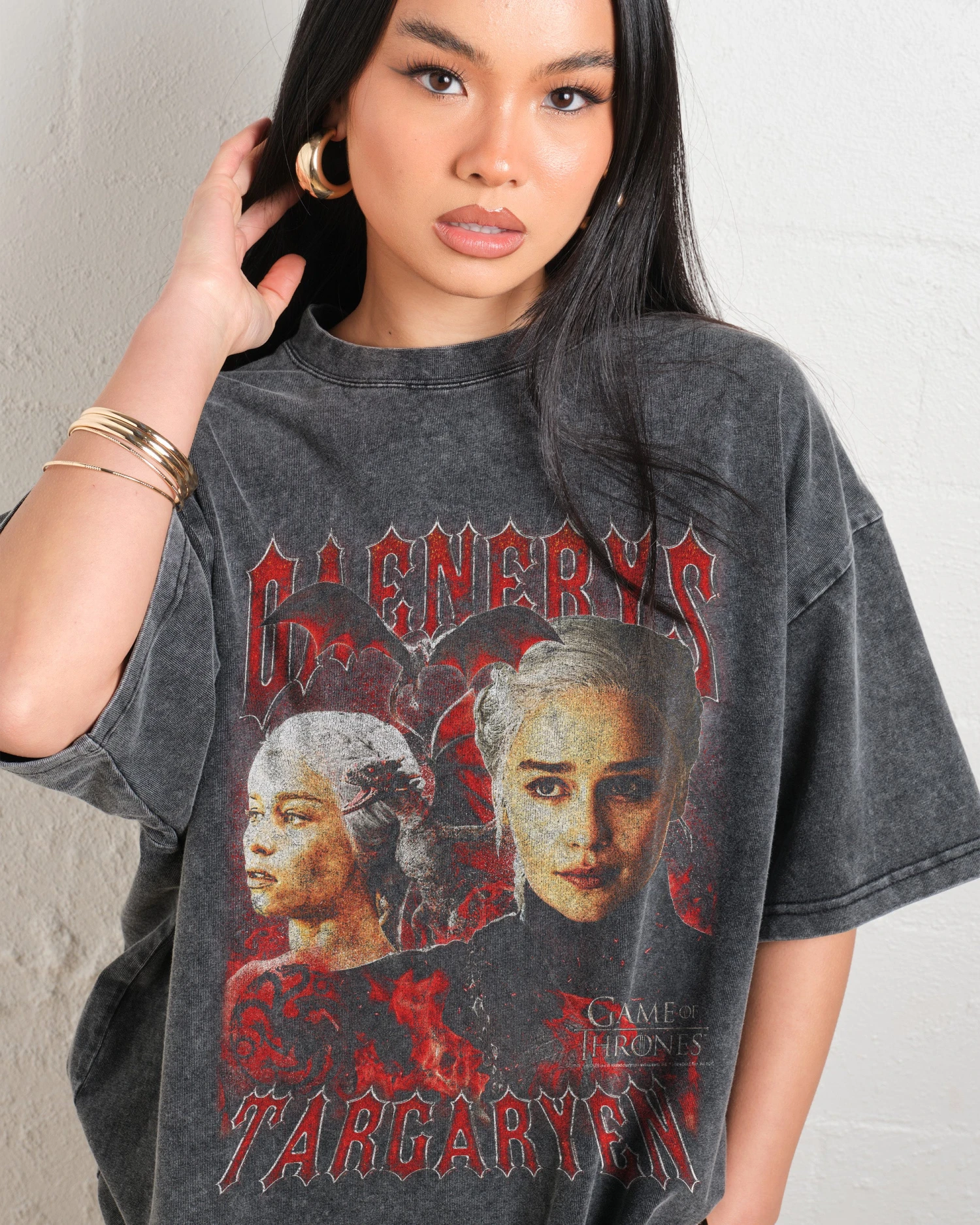 Game Of Thrones Vintage Daenerys Targaryen Wash Tee 3 Game Of Thrones Vintage Daenerys Targaryen Wash Tee