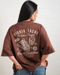 Birria Tacos El Senor Trueno Oversized Tee -Threadheads Clothing BrownOversized Back b862d402 4071 4133 9702 8da195d4d200