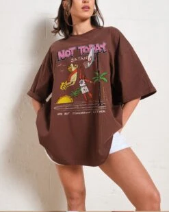 Not Today Satan Oversized Tee 12 Not Today Satan Oversized Tee -Threadheads Clothing BrownOversized Front 4 a5ab8b68 d1db 4b4a 9430 0e7eeb06cfa1