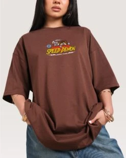 Looney Tunes Speed Demon Oversized Tee -Threadheads Clothing BrownOversized Front 6e9ede3b 31aa 4bfe b8c7 34dcbaf61621