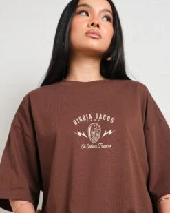 Birria Tacos El Senor Trueno Oversized Tee -Threadheads Clothing BrownOversized Front a91bc3a0 5a27 4935 a75f 20a442e815d3