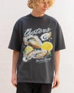 Oysters, The Quiet Luxury Oversized Tee -Threadheads Clothing CharcoalOversized Front 34e9853b 17e9 4e8d 806d a5b4ed6daabb