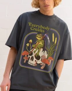 Everybody Croaks Oversized Tee -Threadheads Clothing CharcoalOversized Front b882d193 2a7e 4277 9d08 c408c90a2356
