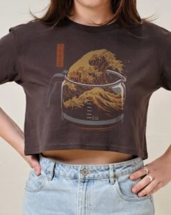 The Great Wave Of Coffee Crop Tee -Threadheads Clothing Coal CropTeeFront 6e818ec9 91ce 437e b4fc dcceaa629484