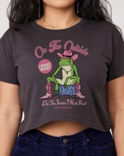 On The Outside I Skrrt Skrrt Crop Tee -Threadheads Clothing Coal Crop Tee Front 9158ea17 14b3 4856 89b0 dcff860952cc