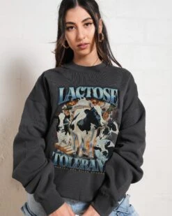 Lactose Tolerant Sweatshirt -Threadheads Clothing Coal Jumper Women Front f96e0c8a 9401 4170 8c9d 9238a4bf5994