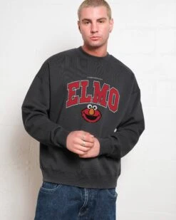 Sesame Street Elmo College Sweatshirt -Threadheads Clothing Coal Men Jumper Front 5eedd4b8 35a6 4780 8784 0eb75283cce2