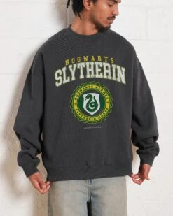 Harry Potter Slytherin College Sweatshirt -Threadheads Clothing Coal Men Jumper Front 974fac67 b26d 4f28 982b b12cabd44259