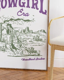 Cowgirl Era Art Print -Threadheads Clothing Cowgirl Era Wall Art Mock Up 3 White