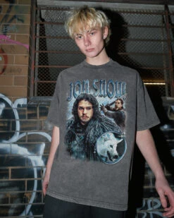 Game Of Thrones Vintage Jon Snow Wash Tee -Threadheads Clothing GOT