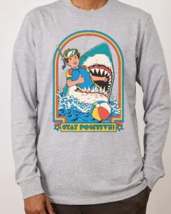 Stay Positive Long Sleeve -Threadheads Clothing Grey LongSleeveFront 1cc9ad35 e3bb 4790 a19c cfe46ed9fd12