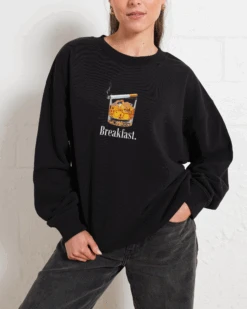 Breakfast Sweatshirt 8 Breakfast Sweatshirt -Threadheads Clothing Jumper Black Front