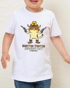 Rootin Tootin Cowboy Cat Kids T-Shirt -Threadheads Clothing KidsWhiteTee 1dce18b7 473d 4947 aeec 51eae26729cb