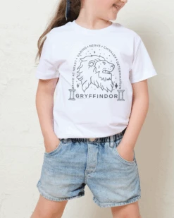 Harry Potter Gryffindor Monochrome Kids T-Shirt -Threadheads Clothing KidsWhiteTee 2e530aa8 88c0 4c5a a252 bf91054f906a