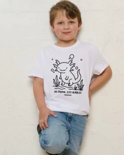 Axolotl Bubbles Kids T-Shirt -Threadheads Clothing KidsWhiteTee 38e31650 a53d 4849 8685 98e8001925cc