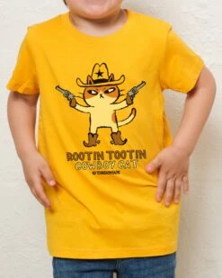 Rootin Tootin Cowboy Cat Kids T-Shirt -Threadheads Clothing KidsYellowTee 9a41c658 ed43 4a5f 9c70 5e70ddd8123a