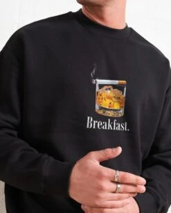 Breakfast Sweatshirt 9 Breakfast Sweatshirt -Threadheads Clothing Mens Black Front